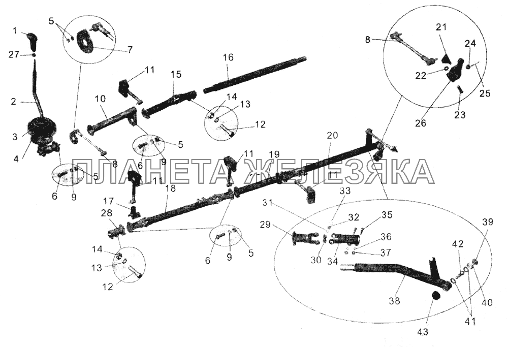 Установка привода переключения передач (до 2002 года) МАЗ-104С